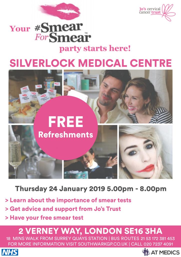 Silverlock Medical Centre Smear Awareness Event- Thursday 24 January 2019
